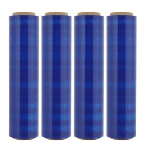 Pellicola Estensibile Blu per Alimenti 80 Gauge 18'' X 1500FT, 4 Rotoli di Film PE per Imballaggio Pallet, Bevande e Frutta, Lunghezza 300m - Product Image 1