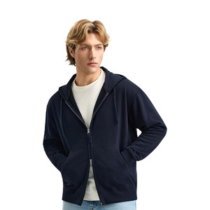 Sudadera con capucha y cremallera bidireccional de peso medio en felpa francesa. Sudadera con Capucha y Cremallera de Mezcla de Algodón para Hombre, Mujer, Unisex - Product Image 1