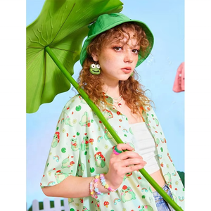 Chemisiers d'été pour femmes à imprimé hawaïen, col en V, coupe régulière, en spandex/rayonne, manches courtes, écologiques, respirants, séchage rapide - Product Image 2