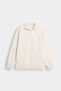 เสื้อสเวตเชิ้ตผู้ชายแบบซิป ¼ ตัว ทรงปกติ สีพื้น ผ้าฝ้าย 100% เฟรนช์เทอร์รี่ สไตล์มินิมอล เหมาะสำหรับใส่ในฤดูใบไม้ร่วง แขนยาว คอตั้ง - Product Image 3