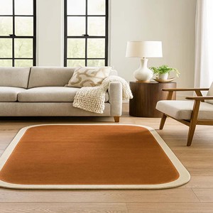 Modern Solid Orange Area Rug Minimalist Border Hand Tufted Woolen Carpet Contemporary Living Room Bedroom Soft Floor Decor Rug - Product Image 1