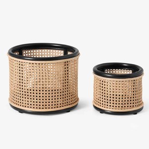 Home accessories natural flower <b>pot</b> display rack indoor wooden planter holder <b>white</b> rattan plant stand - Product Image 6