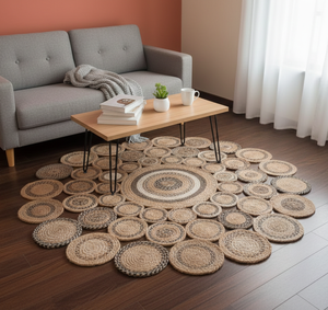 พรมและพรมปูพื้นทอจากปอกระเจาคุณภาพสูงขายส่ง ผลิตจากวัสดุปอกระเจาที่เป็นมิตรต่อสิ่งแวดล้อม สำหรับตกแต่งภายในห้องนั่งเล่นและห้องนอน - Product Image 1