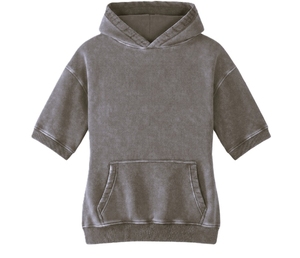 Sweat à capuche décontracté pour femme grande taille 100 % coton lavé à manches courtes, respirant, de haute qualité, pour l'hiver, avec logo personnalisé - Product Image 6