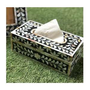 Última caja de pañuelos con incrustaciones de hueso, también disponible en resina y nácar, a precio económico de fabricante indio por mac - Product Image 6