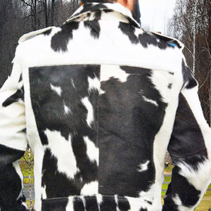 Chaqueta de Moto con Estampado de Vaca, Piel Sintética, Corta, Abrigo Cálido de Invierno, Cuello Camisero, Manga Larga, Cierre de un Solo Botón, Largo Regular - Product Image 3
