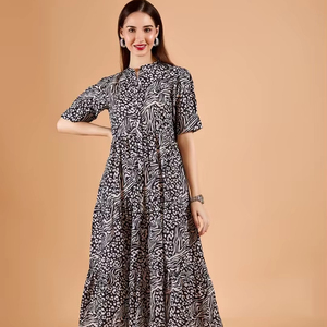 Nuevo Vestido Midi Casual Elegante de Verano para Mujer con Estampado Digital Animal, Mangas Acampanadas de Gasa y Cintura Natural - El Mejor Vestido - Product Image 1