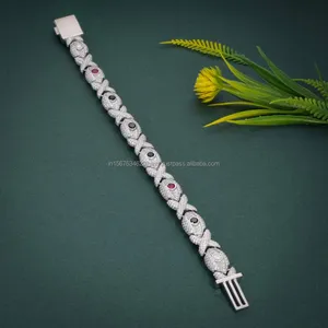 Fish Style Lab Grown Diamond Hip Hop Bracelet with Ruby and Sapphire Stones Iced Out Luxury Link Bracelet Look Stylish Superb - Product Image 4