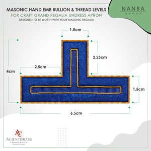Parche de insignia de rango bordado personalizado, distintivo masónico, distintivo de hombro azul con borde dorado, OEM ODM, forma de T, cuentas de color sólido premium - Product Image 4