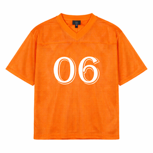 Maillot de football américain personnalisé en maille orange à faible MOQ, unisexe, respirant, en polyester, col en V, uniforme de sport, fournisseur OEM en gros - Product Image 6