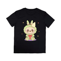 Labubu T-shirt pour homme coupe Boxy surdimensionnée sur mesure fabriqué en usine Maillot en maille noire coupe Boxy avec col épais et design baggy