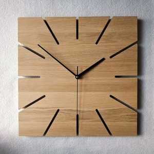Horloge de table ronde en noyer massif de luxe, design concave en bois, mouvement à quartz silencieux, analogique, design moderne minimaliste - Product Image 6