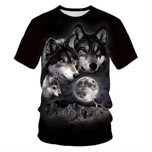 T-shirt pour homme avec impression photo de lune, manches courtes, col rond, coupe décontractée, 100% polyester, impression numérique - Product Image 1