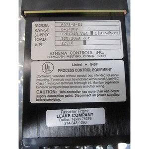 Athena 6075-S-E1-01F, 0 ถึง 1400F, 120/240 VAC - อุปกรณ์และชิ้นส่วนเซมิคอนดักเตอร์ระดับโลกที่เชื่อถือได้ - Product Image 3