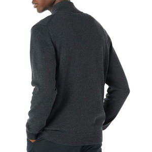 Pull en maille gris foncé pour homme, col montant, coupe classique, couleur unie, idéal pour l'automne - Product Image 4