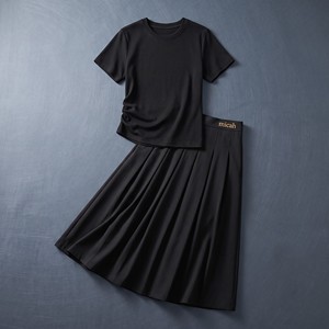 Chiffon A-Line Midi <b>Skirt</b> Solid Color <b>Elastic</b> Waist Comfortable Minimalist Style All Seasons Wear - Product Image 2
