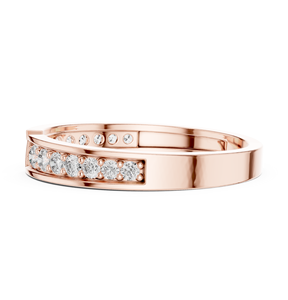 Bague en or rose à motif chevron ouvert avec diamants pour femme, bijoux minimalistes en moissanite, cadeau de mariage - Product Image 5