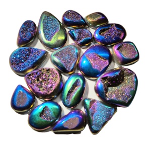Cabochons en quartz druzy de titane multicolores de haute qualité, pierres précieuses naturelles en vrac, formes variées, 20-45 mm, 10-20 g, pour la fabrication de bijoux - Product Image 1
