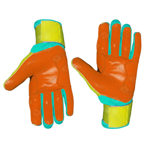 Guantes de Béisbol de Cuero, Color Naranja, Amarillo y Turquesa, Cierre de Gancho y Bucle, Soporte de Muñeca Duradero, Unisex, para Adultos, Entrenamiento - Product Image 2