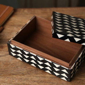 Resin Black White Decorative <b>Trinket</b> <b>Box</b> Rectangle Jewelry Organizer Storage Case for Home Office Thanksgiving - Product Image 2