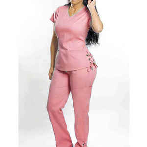 Latest Design Hospital <b>Scrub</b> <b>Uniforms</b> Women Medical Nursing <b>Scrubs</b> Sets Custom Logo Polyester - Product Image 6