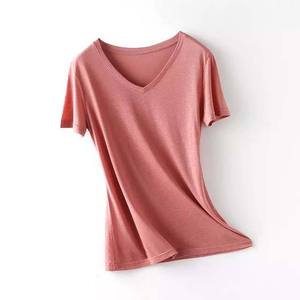 Unisex V Neck <b>Short</b> <b>Sleeve</b> Solid Jersey Knitted T-<b>Shirt</b> 100% Cotton Breathable Sporty Regular Fit Winter <b>White</b> RICSA Plain Dyed - Product Image 2