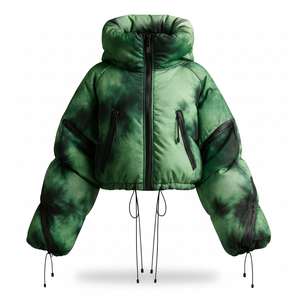 Women Custom Shiny Knitted Breathable Hooded Windproof <b>Waterproof</b> <b>Zipper</b> Winter Puffer Fashion Streetwear OEM/ODM - Product Image 1