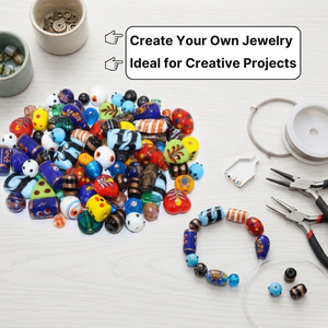Cuentas de Vidrio Hechas a Mano con Técnica Lampwork, Formas Mixtas, Varios Tamaños 8mm-20mm |   Caja de Cuentas Sueltas Multicolores de 8 Pulgadas para Hacer Joyería DIY - Product Image 5