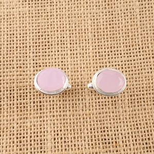 Nouvelle Arrivée 2026 – Ensemble de Boutons de Manchette Designer Faits Main en Chalcédoine Rose, Sertis en Argent Sterling 925 Plaqué, Unisexe - Product Image 1