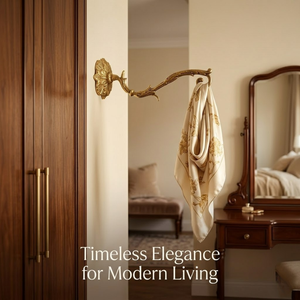 Colgador de pared decorativo con diseño floral dorado antiguo, organizador elegante para llaves y abrigos, para la entrada y decoración del hogar. - Product Image 2
