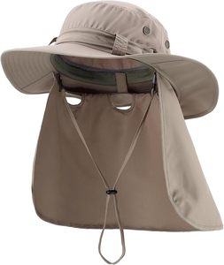 Unisex Casual All-Season Quick Dry Summer Fisherman Foldable Nylon Boonie Bucket Cap Neck Flap Oxford Canvas 54-56CM Outdoor - Product Image 4