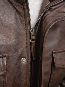 แจ็คเก็ตหนังแท้สีน้ำตาลสำหรับผู้ชาย นักขี่มอเตอร์ไซค์ นักแข่งรถ สไตล์วินเทจ มีทุกขนาด พร้อมโลโก้และป้ายสั่งทำพิเศษ - Product Image 3