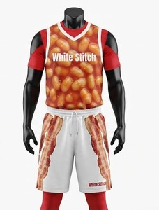 Camiseta sin mangas de baloncesto para mujer White Stitch con estampado de frijoles bacon, top transpirable de licra/nailon de 220 g, cuello redondo - Product Image 1