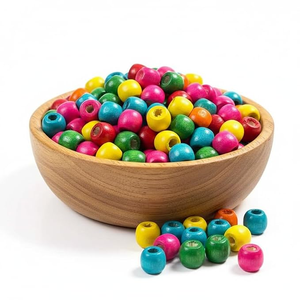 Perles rondes en bois naturel de haute qualité FAIZA CRAFT, multicolores avec trou pour la fabrication de bijoux, logo et taille personnalisés, fabriquées en Inde - Product Image 4