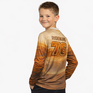 เสื้อแข่งรถเด็กปรับแต่งได้ 100% โพลีเอสเตอร์ ระบายอากาศได้ดี สำหรับรถออโต้และมอเตอร์ไซค์  ชุดแข่งรถมอเตอร์ครอส MX แบบซับลิเมชั่น - Product Image 5