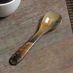 Mirror Polished Natural Buffalo Horn <b>Spoon</b> Curved Handle Eco-Friendly Customized Design for Smooth Grip Comfort Wholesale India - Product Image 3