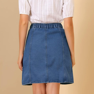 2026 Women's New Fashion Slit Design Natural Waist Breathable Knee-Length Denim Skirt Summer Casual With Best OEM Service - Product Image 3