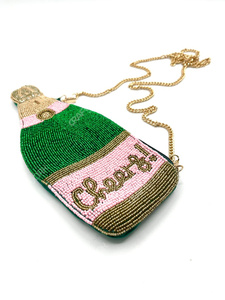 Pochette artisanale perlée en forme de bouteille de champagne pour femme, sac de soirée fantaisie avec chaîne, sac à main de soirée, fournisseur OEM - Product Image 5