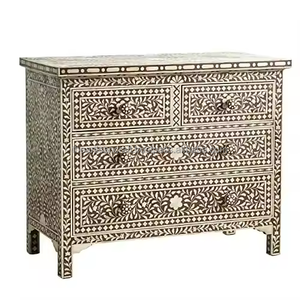 Elegante cómoda de lujo con incrustaciones de hueso, muebles de diseño intrincado hechos a mano para el hogar y la sala de estar - Product Image 6