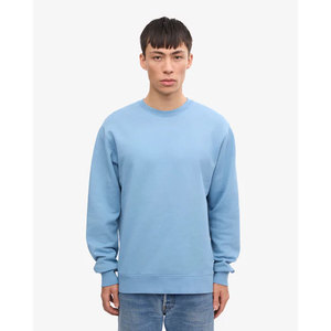 Sweat-shirt à col rond surdimensionné pour homme, bleu clair uni, en coton French Terry, coupe décontractée, style automne - Product Image 6