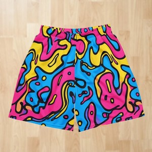 Men's Solid Colorful Front Logo Breathable Quick Dry Mid Elastic Waist Casual Shorts - Product Image 3