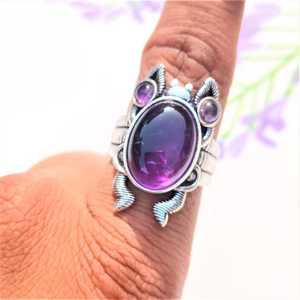 Amethyst 925 Sterling <b>Silver</b> Handmade Frog <b>Ring</b> Animal <b>Statement</b> Jewelry Gift For Him Anniversary <b>Ring</b> - Product Image 3