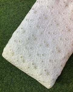 African Sequin Lace Fabric Beaded Embroidery Mesh Fabric Party Wear Wedding Dress Fabric Wholesale - Product Image 5