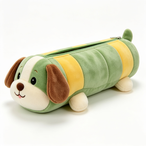 Green Plush Dog <b>Backpack</b> With <b>Brown</b> Ears And Yellow Stripes For Kids 2 To 4 Years Unisex - Product Image 4