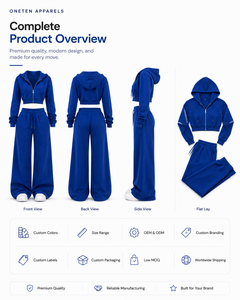 Ensemble de survêtement unisexe bleu à capuche, coupe courte, manches longues, couleur unie, coupe régulière, décontracté, respirant, pour l'été 2 en 1 - Product Image 3