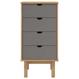 Cassettiere in legno massello di pino 17.7 "x 15.4" x 35.4 "marrone e grigio 15.4" x 35.4 "x 15.4" mobile in legno massello di pino - Product Image 3