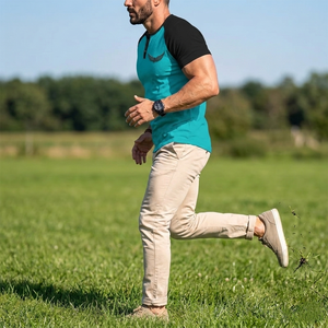 Men's Embroidered Raglan Sleeve <b>Shirt</b> Solid Color Breathable Slim Fit Casual Teal Black Short Sleeve Knitted <b>Polyester</b> <b>T</b>-<b>Shirt</b> - Product Image 6