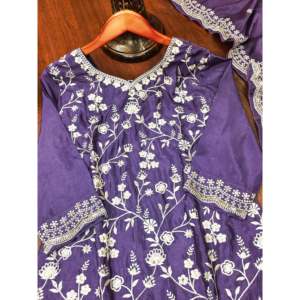 Hermoso Traje Sharara de Algodón para Fiestas, Bordado con Lentejuelas para Salwar Kameez - Product Image 1
