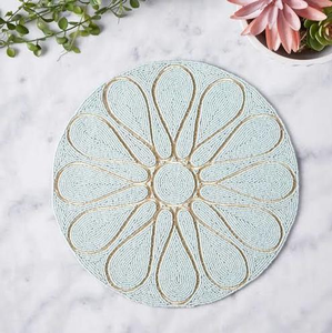 Juego de Manteles Individuales con Cuentas, Diseño de Hojas Verdes sobre Fondo Amarillo, Manteles Individuales con Cuentas de Limón, Precio al por Mayor - Product Image 2