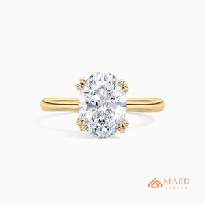 แหวนหมั้นผู้หญิงทรงรีประดับมอสซาไนต์ชุบทองคำขาวจาก Maed Jewels พร้อมตัวเรือนแบบหนามเตย สไตล์หรูหราแบบนิวยอร์ก เหมาะสำหรับเป็นของขวัญ - Product Image 1
